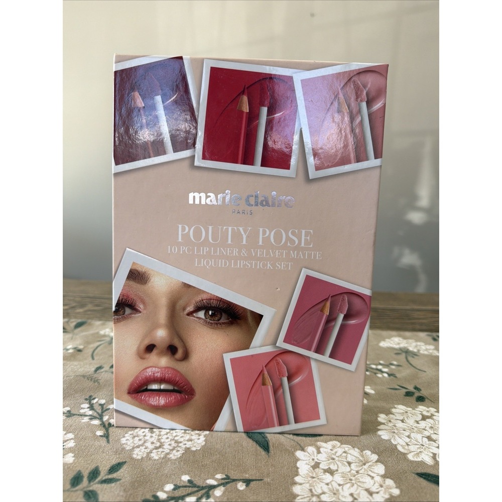 Marie Claire Paris Pouty Pose 10 Pc Lip Liner & Velvet‎ Matte LiquidLipstick Set